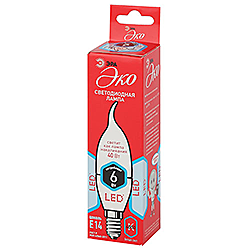 ECO LED BXS-6W-840-E14 ЭРА диод, свеча на ветру, 6Вт, нейтр, E14