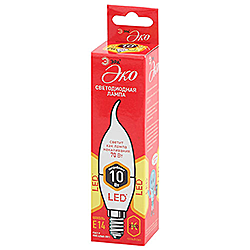ECO LED BXS-10W-827-E14 ЭРА диод, свеча на ветру, 10Вт, тепл, E14