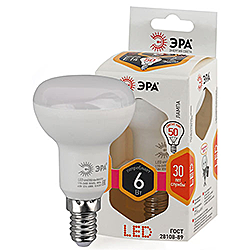 LED R50-6W-827-E14 ЭРА диод, рефлектор, 6Вт, тепл, E14