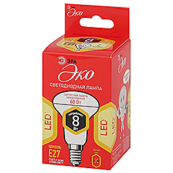 ECO LED R63-8W-827-E27 ЭРА диод, рефлектор, 8Вт, тепл, E27 