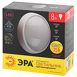 SPB-1-12 (W) ЭРА Светодиод. св-к IP54 12Вт 4000К 960лм круг 180х80 БЕЛ. 