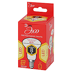 ECO LED R63-8W-827-E27 ЭРА диод, рефлектор, 8Вт, тепл, E27, 