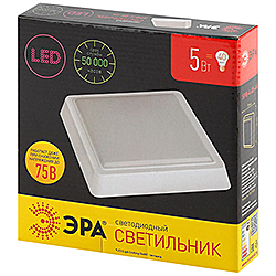 SPB-4-05-4K ЭРА Светодиод. св-к 5Вт 4000К 400лм квадрат 140x38 БЕЛ. 