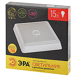 SPB-4-15-4K-MWS ЭРА Светодиод. св-к 15Вт 4000К 1200лм квадрат 190x38 БЕЛ с настр. датч. движ.